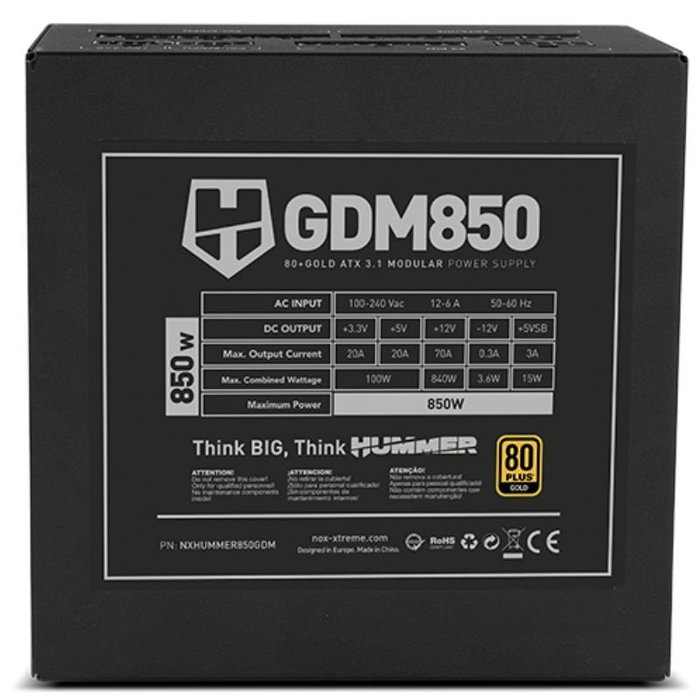 NOX Hummer GDM 850W Gold Modular ATX 3.1